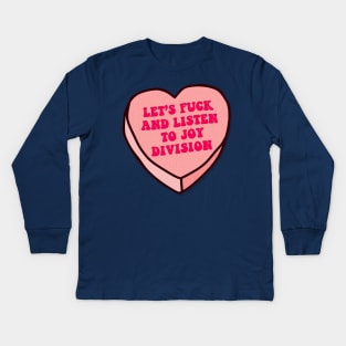 Let's F*ck and listen to Joy Division  - Cute Funny Love Heart Design Kids Long Sleeve T-Shirt